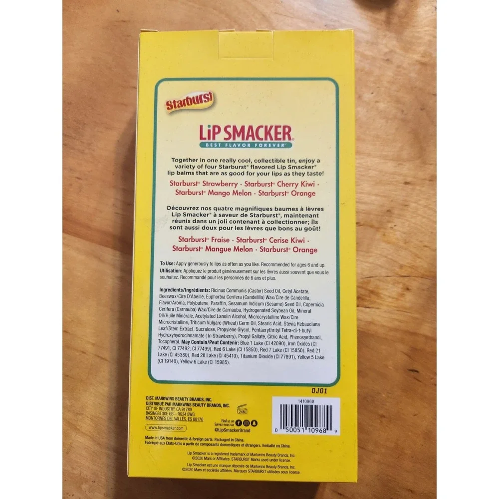 LIP SMACKER STARBURST 4-Pc LIP BALM & TIN‎ With Four Different Flavors